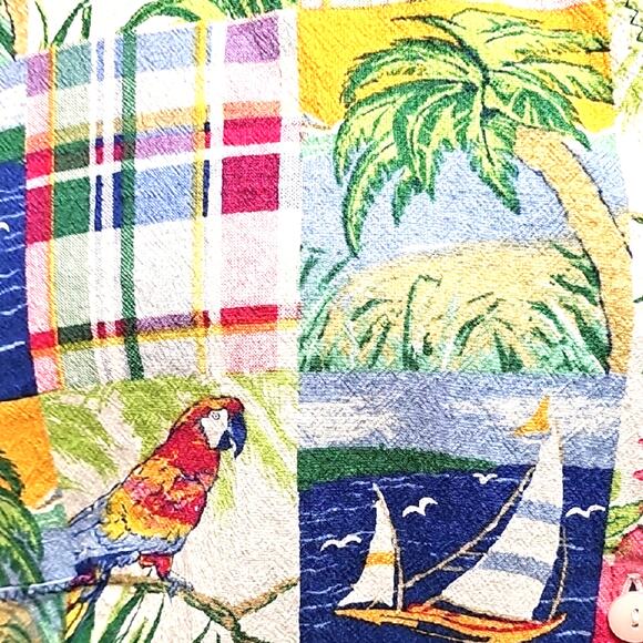 Alfred Dunner Vibrant Tropical Print Cropped and Tied Button Down Women's Top 16 - Picture 7 of 12